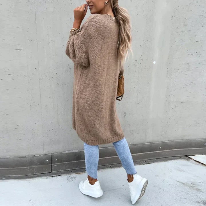 Women's Longline Open Cardigan – Textured Knit Layer