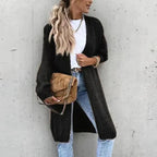 Women's Longline Open Cardigan – Textured Knit Layer