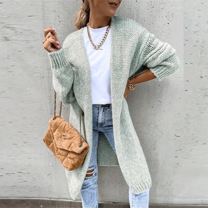 Women's Longline Open Cardigan – Textured Knit Layer