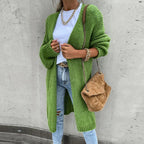 Women's Longline Open Cardigan – Textured Knit Layer