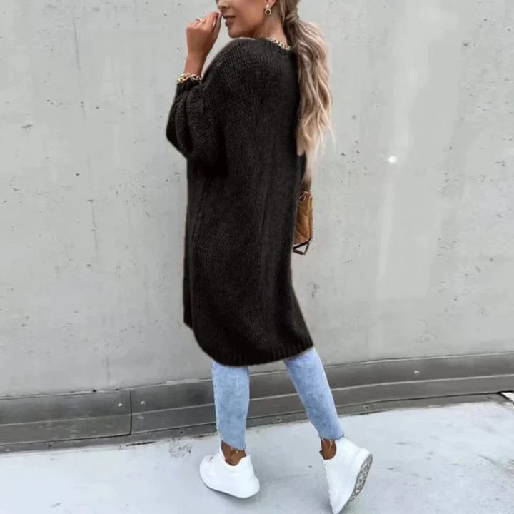 Women's Longline Open Cardigan – Textured Knit Layer