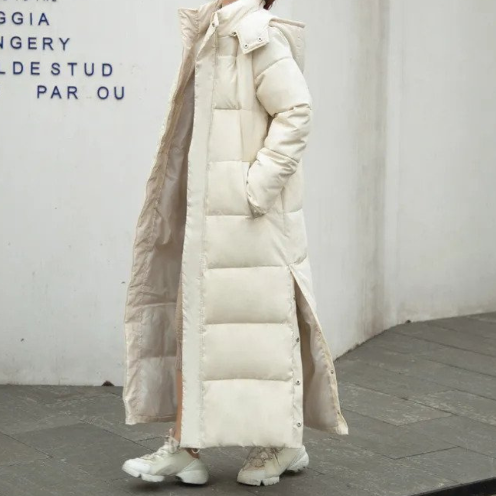 Women's Long Puffer Coat – Hooded Quilted Cold Weather Winter Jacket