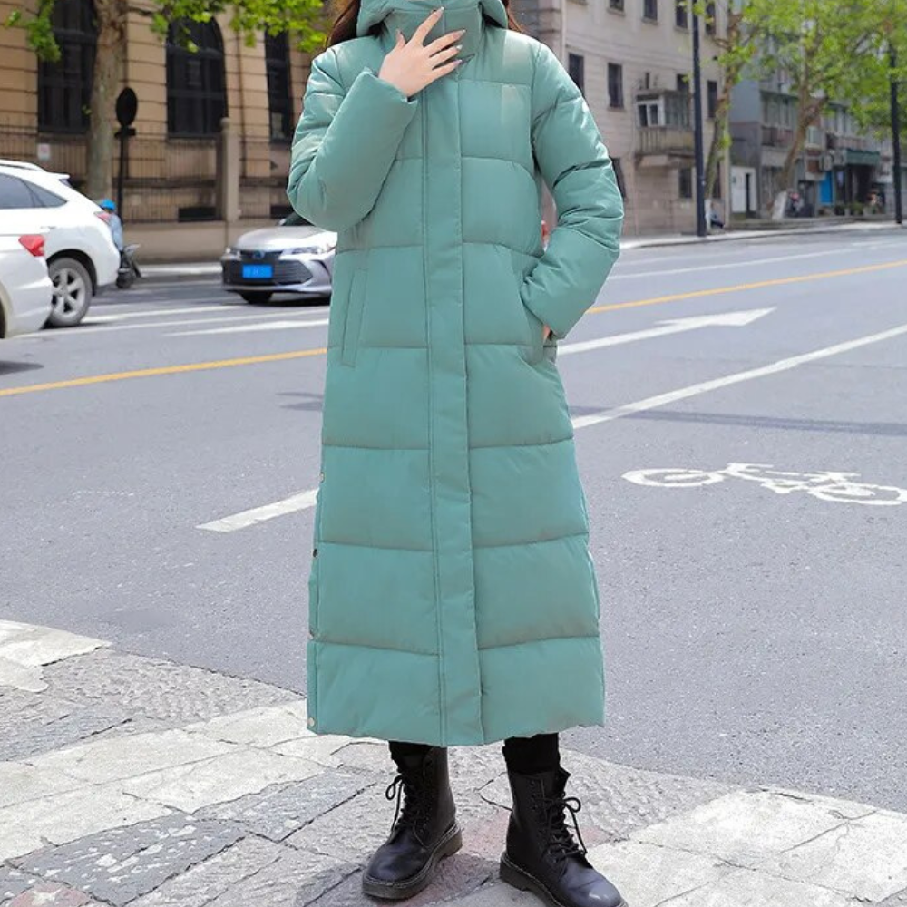 Women's Long Puffer Coat – Hooded Quilted Cold Weather Winter Jacket
