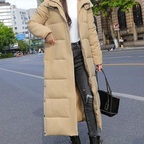 Women's Long Puffer Coat – Hooded Quilted Cold Weather Winter Jacket