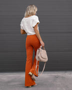 Women's Retro Flared High Waist Pants – Long Leg Casual Trousers