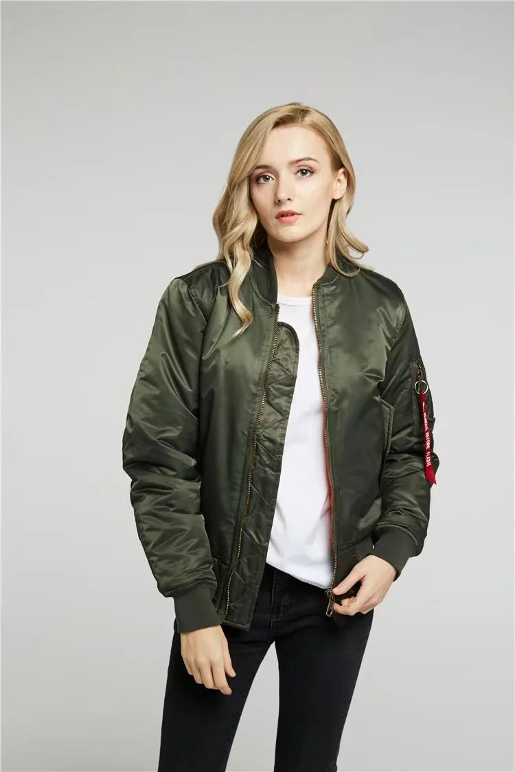 Women's MA-1 Bomber Jacket – Classic Zip-Up Flight Jacket
