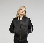 Women's MA-1 Bomber Jacket – Classic Zip-Up Flight Jacket