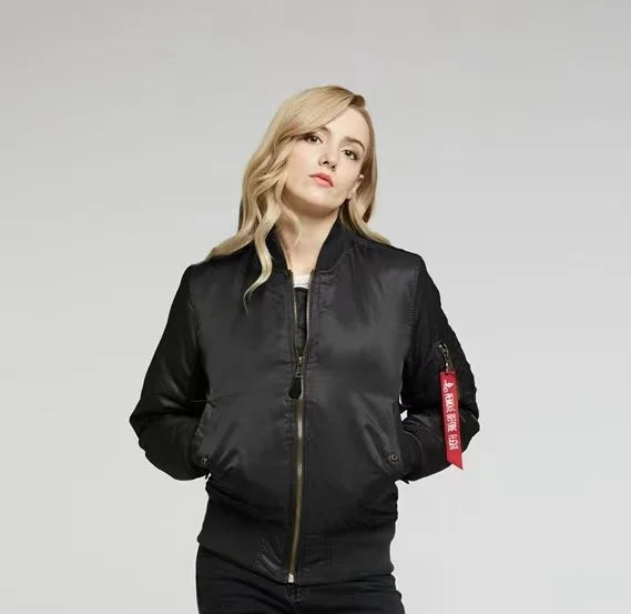 Women's MA-1 Bomber Jacket – Classic Zip-Up Flight Jacket