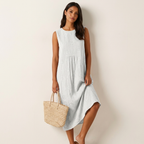 Women's Sleeveless Midi Dress – Embroidered Summer Dress