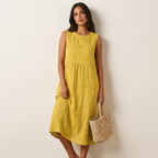 Women's Sleeveless Midi Dress – Embroidered Summer Dress