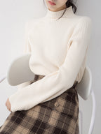 Women's Ribbed Turtleneck Sweater – Fitted High Neck Long Sleeve Pullover