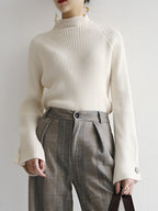 Women's Ribbed Turtleneck Sweater – Fitted High Neck Long Sleeve Pullover