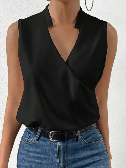Women's Sleeveless V-Neck Top – Casual Tank Top