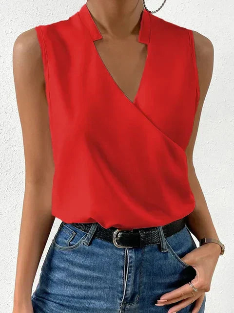 Women's Sleeveless V-Neck Top – Casual Tank Top