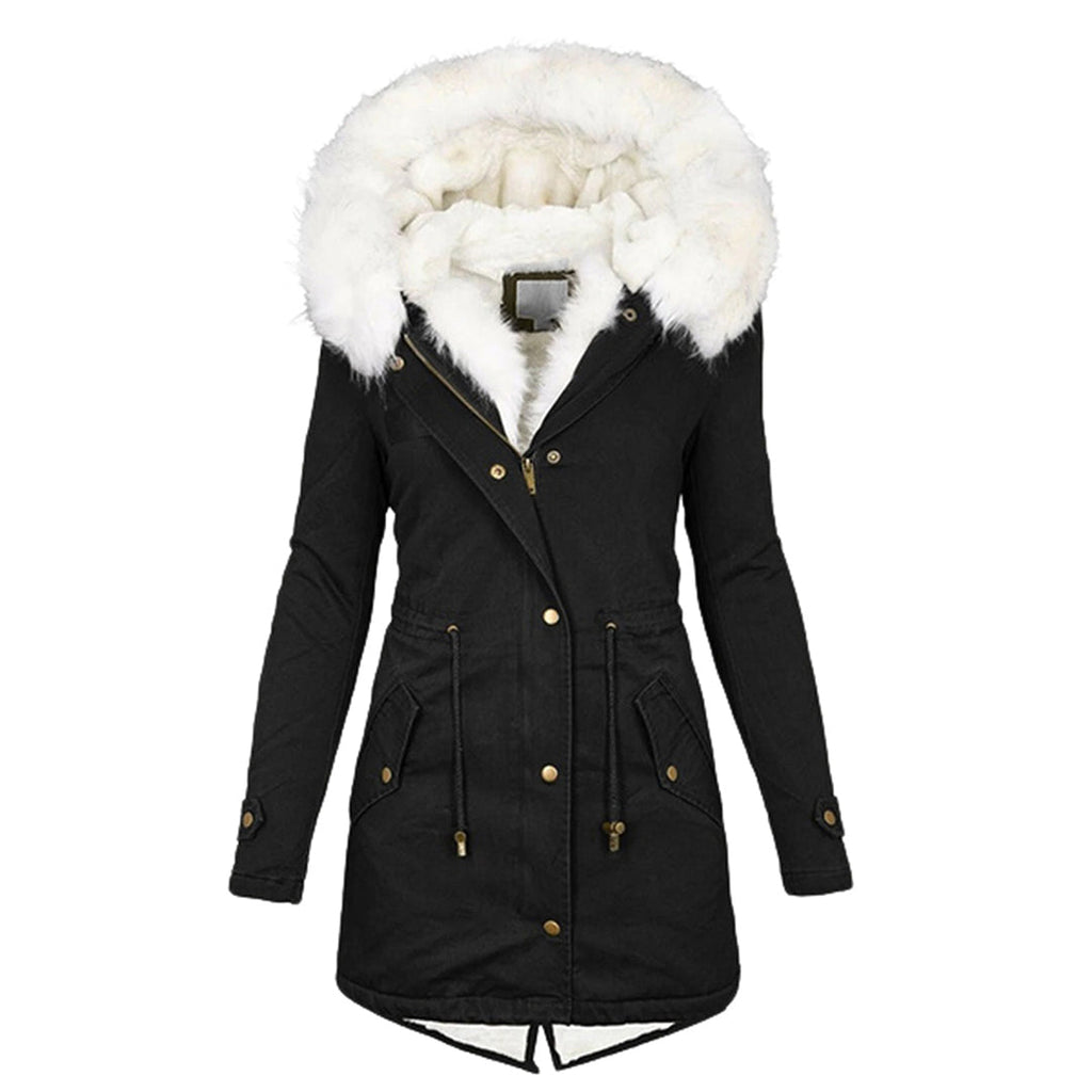 Women's Fleece Lined Winter Jacket – Hooded Wind Resistant Cold Weather Coat