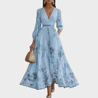 Women's Wedding Guest Pleated Midi Dress – Sleeveless Floral Occasion Dress