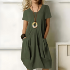 Women's Wedding Guest Midi Dress – Pleated Flowy Occasion Dress