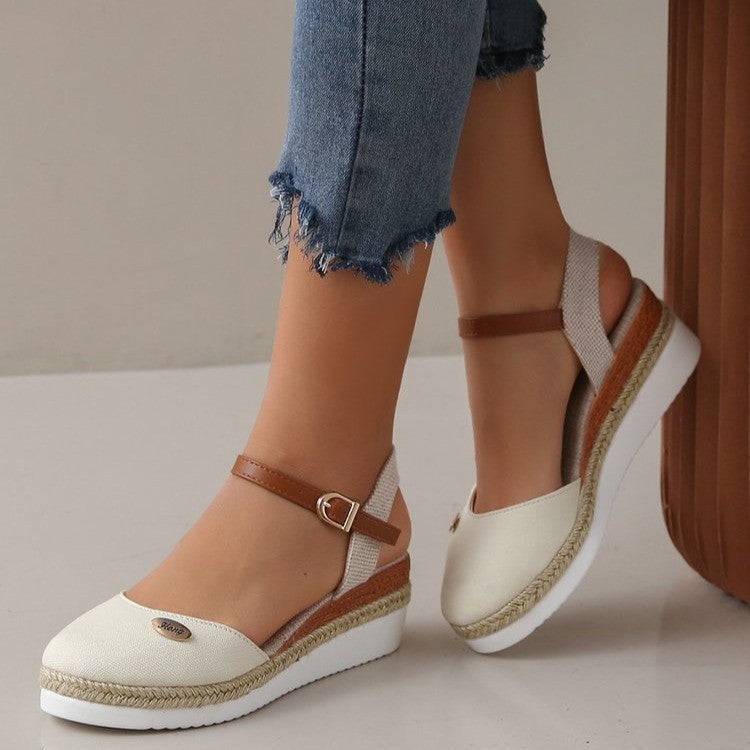Women's Wedge Sandals with Braided Upper and Slip-Resistant Sole