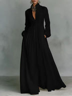 Women's Flowy Maxi Dress – V-Neck Summer Occasion Dress