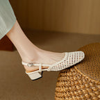 Women's Block Heel Slingback Sandals – Braided Dress Sandals