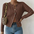 Women's Cable Knit Cardigan – Button Front Winter Cardigan