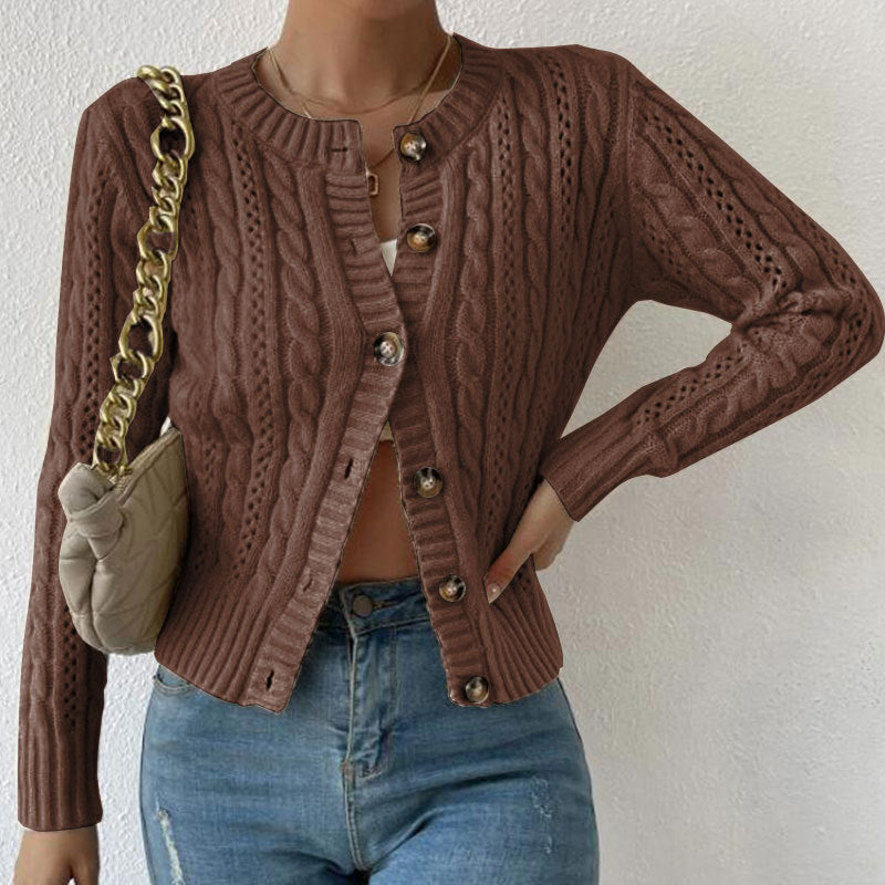 Women's Cable Knit Cardigan – Button Front Winter Cardigan