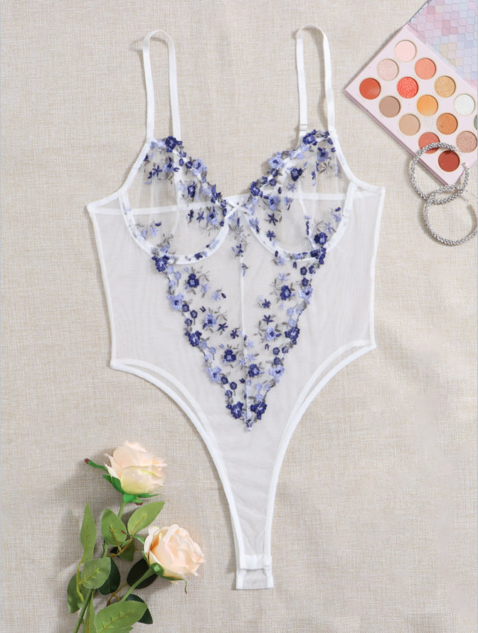 Women's Floral Embroidered Lingerie Set – Lace Bra & Matching Panty Set
