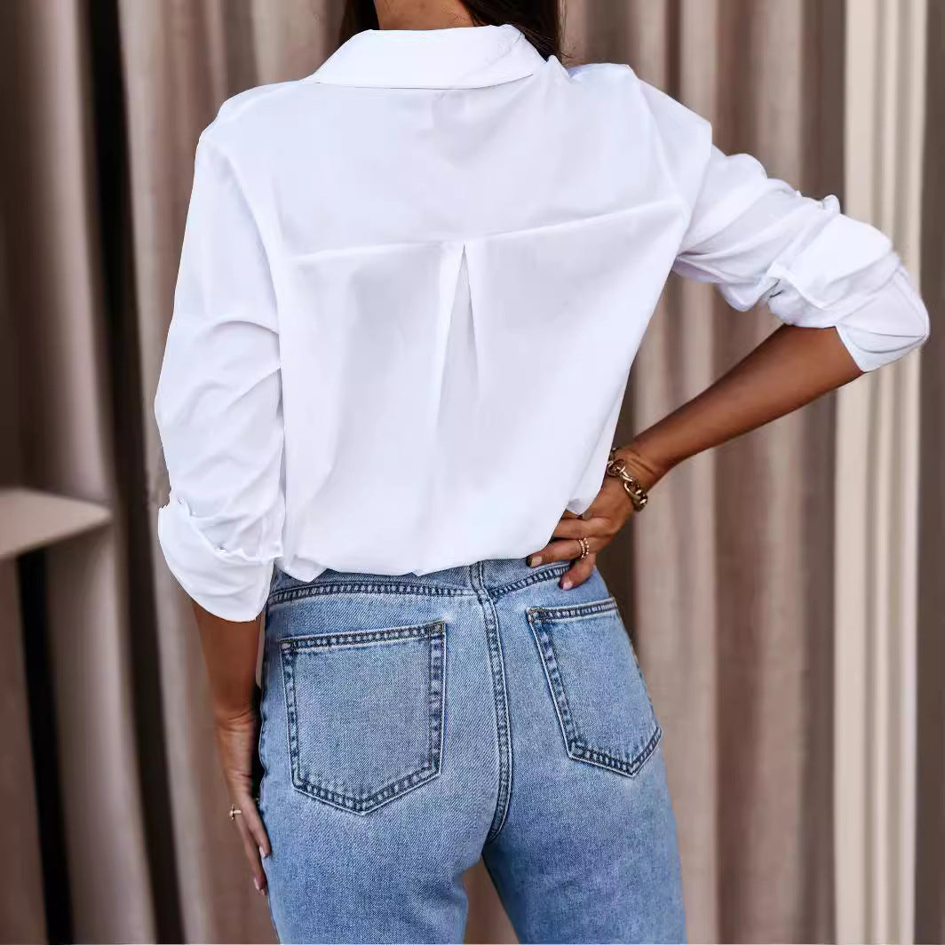 Women's Casual Shirt with Button Front and Utility Pocket