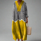 Women's Colourful Midi Dress – Flowy Printed Day Dress