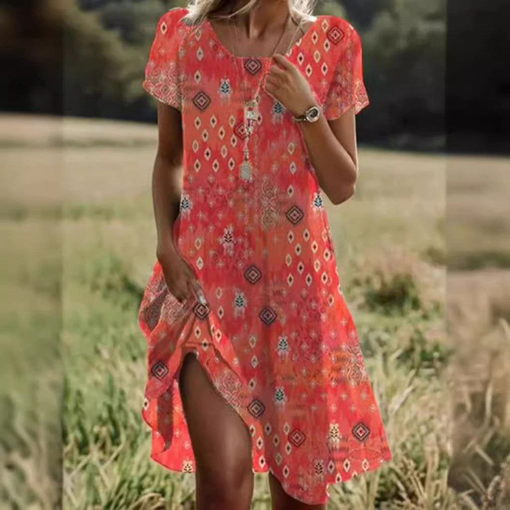 Women's Summer Midi Dress – Flowy Relaxed Fit Dress