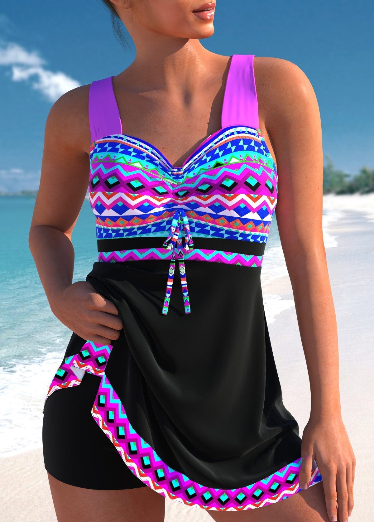 Women's Printed One-Piece Swimsuit – Patterned Swimwear – Gladys