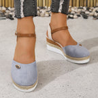 Women's Wedge Sandals with Braided Upper and Slip-Resistant Sole