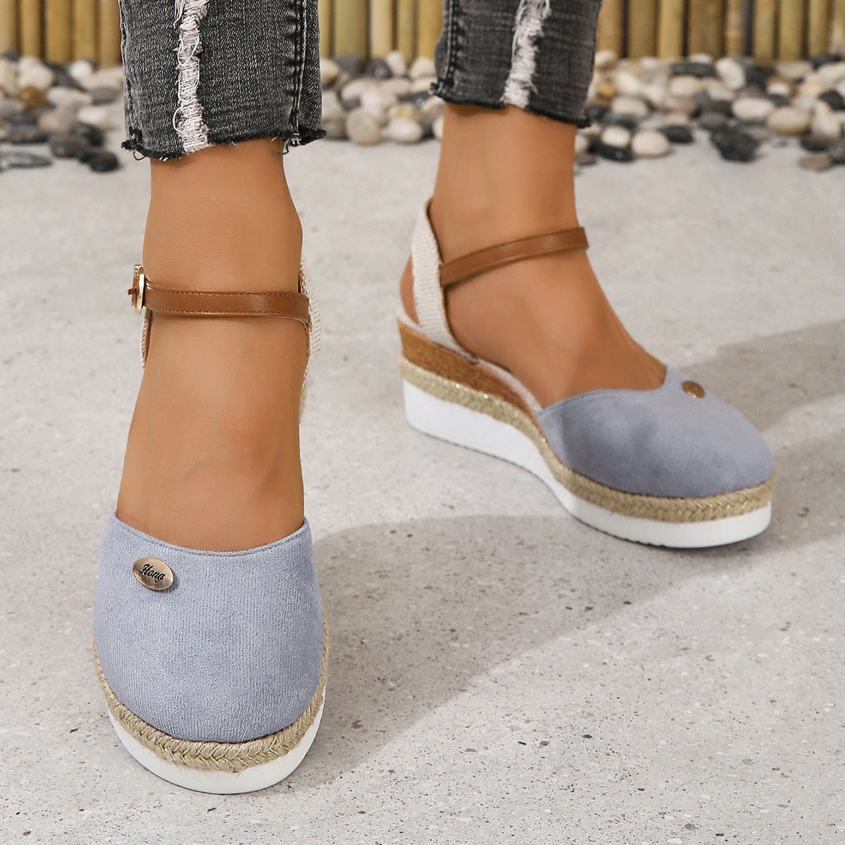 Women's Wedge Sandals with Braided Upper and Slip-Resistant Sole