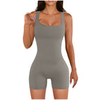Women's Ribbed Square Neck Bodysuit – Wide Strap Fitted Active Bodysuit