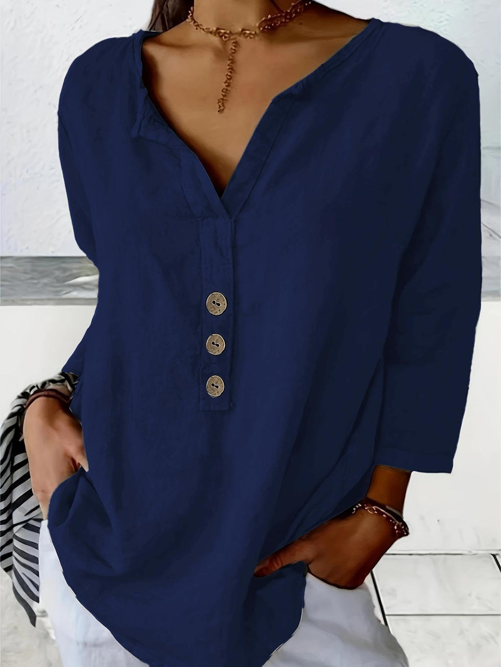 Women's Button Front Shirt Blouse – Relaxed Collared Everyday Blouse