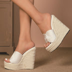 Women's Wedge Heels with Rounded Toe and Stable Heel