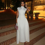 Women's High Neck Maxi Dress – Side Slit Formal Evening Gown