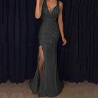 Women's Sleeveless Formal Dress – V-Neck Evening Dress
