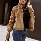 Women's Sherpa Bomber Jacket – Cozy Zip-Up Jacket