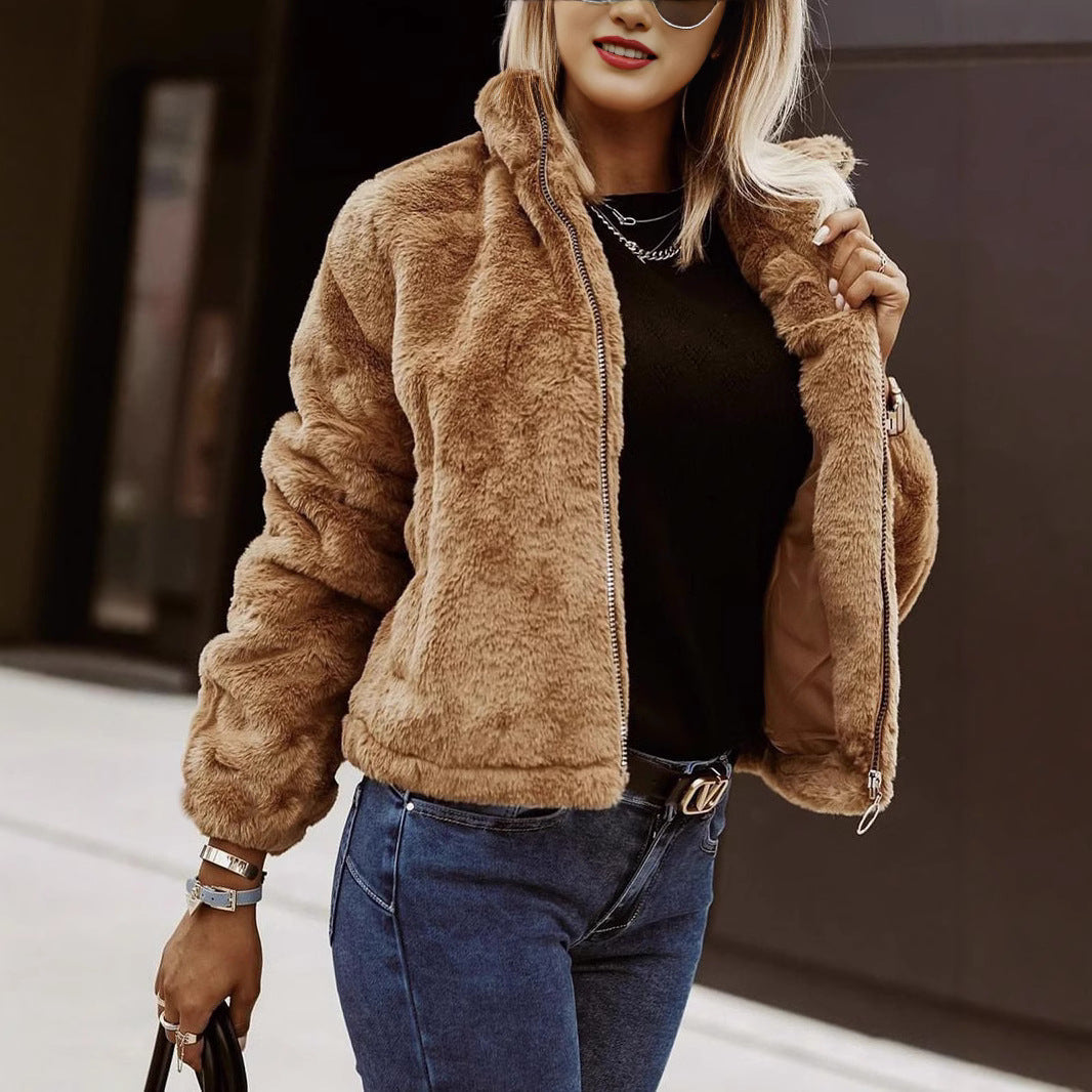 Women's Sherpa Bomber Jacket – Cozy Zip-Up Jacket