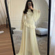 Women's Bell Sleeve Maxi Dress – Tiered Evening Dress