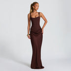 Women's Deep V-Neck Maxi Dress – Fitted Occasion Dress