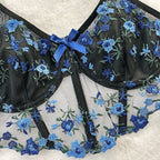 Women's French Lace Lingerie Set – Floral Bra & Matching Panty Set