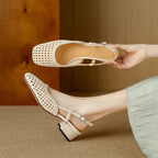 Women's Block Heel Slingback Sandals – Braided Dress Sandals