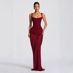 Women's Deep V-Neck Maxi Dress – Fitted Occasion Dress