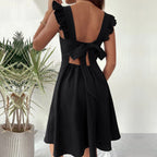 Women's Fit & Flare Mini Dress – Ruffle Strap Day Dress
