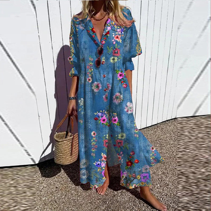 Women's Floral Maxi Dress – Relaxed Flowy Summer Dress