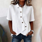 Women's Textured Blouse with Statement Buttons and Relaxed Shape