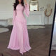 Women's Bell Sleeve Maxi Dress – Tiered Evening Dress