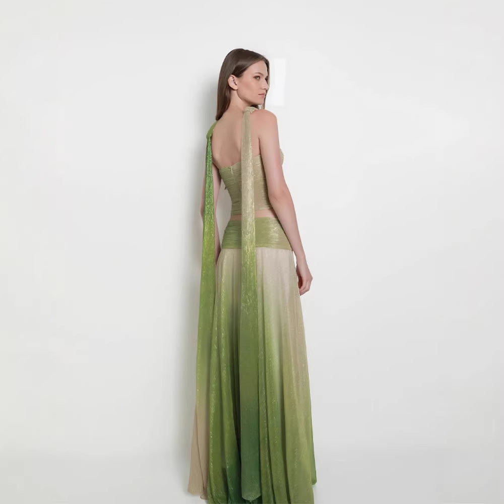 Women's Gradient Maxi Dress – Strappy Flowing Formal Evening Dress